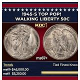 1945-s Walking Liberty Half Dollar TOP POP! 50c ms