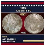 1897 Liberty Nickel 5c ms67 SEGS