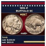 1915-p Buffalo Nickel 5c Grades GEM+ Unc