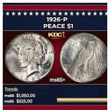 1926-p Peace Dollar $1 ms65+ SEGS