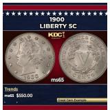 1900 Liberty Nickel 5c Grades GEM Unc