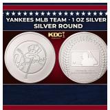 Yankees MLB Team - 1 oz Silver Round Round