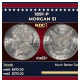 1891-p Morgan Dollar $1 Grades Select+ Unc