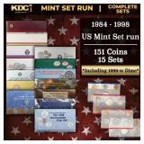 1984-1998 Mint Set Run 151 Coins 15 Complete Sets