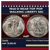 1946-d Walking Liberty Half Dollar Near Top Pop 50