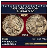 1938-d/d Buffalo Nickel TOP POP! 5c ms68 SEGS