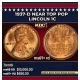 1937-d Lincoln Cent Near Top Pop 1c ms67+ rd SEGS