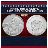 Coca-Cola Santa 1 oz .999 Silver Round Round
