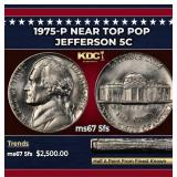 1975-p Jefferson Nickel Near Top Pop 5c ms67 5fs S