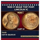 1920-p Lincoln Cent Near Top Pop! 1c ms67 rd SEGS