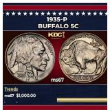 1935-p Buffalo Nickel 5c ms67 SEGS