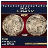 1928-d Buffalo Nickel 5c ms65+ SEGS