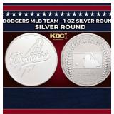 Dodgers MLB Team - 1 oz Silver Round Round