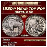 1930-p Buffalo Nickel Near Top Pop 5c ms66+ SEGS