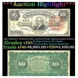 1886 $10 Red Seal Silver Certificate "Tombstone" F