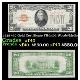 1928 $20 Gold Certificate FR-2402 Woods/Mellon Gra