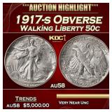 1917-s Obverse Walking Liberty Half Dollar 50c au5