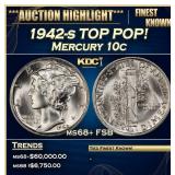1942-s Mercury Dime TOP POP! 10c ms68+ FSB SEGS