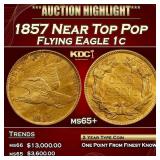 1857 Flying Eagle Cent Near Top Pop 1c ms65+ SEGS