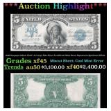 1899 $5 Large Size Silver Certificate Oncpapa Indi