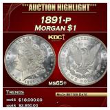 1891-p Morgan Dollar $1 ms65+ SEGS