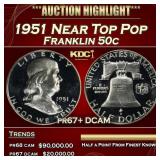 1951 Proof Franklin Half Dollar Near Top Pop 50c p