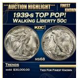 1939-s Walking Liberty Half Dollar TOP POP! 50c ms