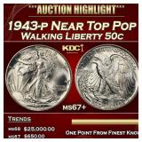 1943-p Walking Liberty Half Dollar Near Top Pop 50