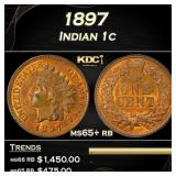 1897 Indian Cent 1c Grades ms65+ rb