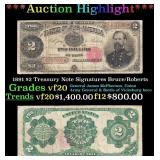 1891 $2 Treasury Note Grades vf, very fine Signatu