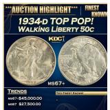 1934-d Walking Liberty Half Dollar TOP POP! 50c ms