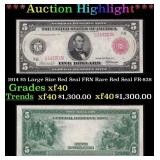 1914 $5 Large Size Red Seal FRN Rare Red Seal Grad