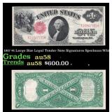 1917 $1 Large Size Legal Tender Note Grades au58 S
