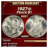 1927-d Peace Dollar $1 ms64+ SEGS