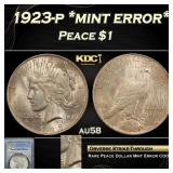 PCGS 1923-p Peace Dollar *mint error* $1 au58 PCGS