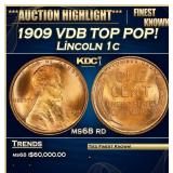 1909 VDB Lincoln Cent TOP POP! 1c ms68 rd SEGS