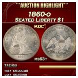 1860-o Seated Liberty Dollar $1 ms63+ SEGS