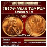 1917-p Lincoln Cent Near Top Pop 1c ms67+ rd SEGS