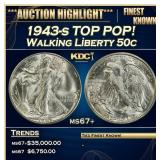1943-s Walking Liberty Half Dollar TOP POP! 50c ms