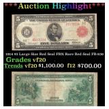 1914 $5 Large Size Red Seal FRN Rare Red Seal Grad