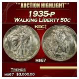 1935-p Walking Liberty Half Dollar 50c ms67 SEGS