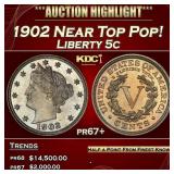 1902 Proof Liberty Nickel Near Top Pop! 5c pr67+ S