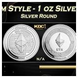 Ehtereum Style - 1 oz Silver Round Round