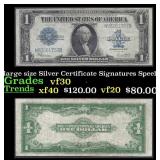 1923 $1 large size Silver Certificate Grades vf++
