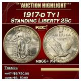 1917-d Ty I Standing Liberty Quarter 25c ms66+ fh