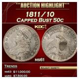 1811/10 Capped Bust Half Dollar 50c ms61 USCG
