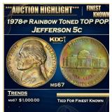 1978-p Jefferson Nickel Rainbow Toned TOP POP! 5c