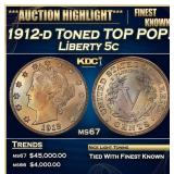 1912-d Liberty Nickel Toned TOP POP! 5c ms67 SEGS