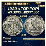 1939-s Walking Liberty Half Dollar TOP POP! 50c ms
