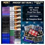 1968-2018 50 Years Proof Set Run - 408 Coins, 51 C